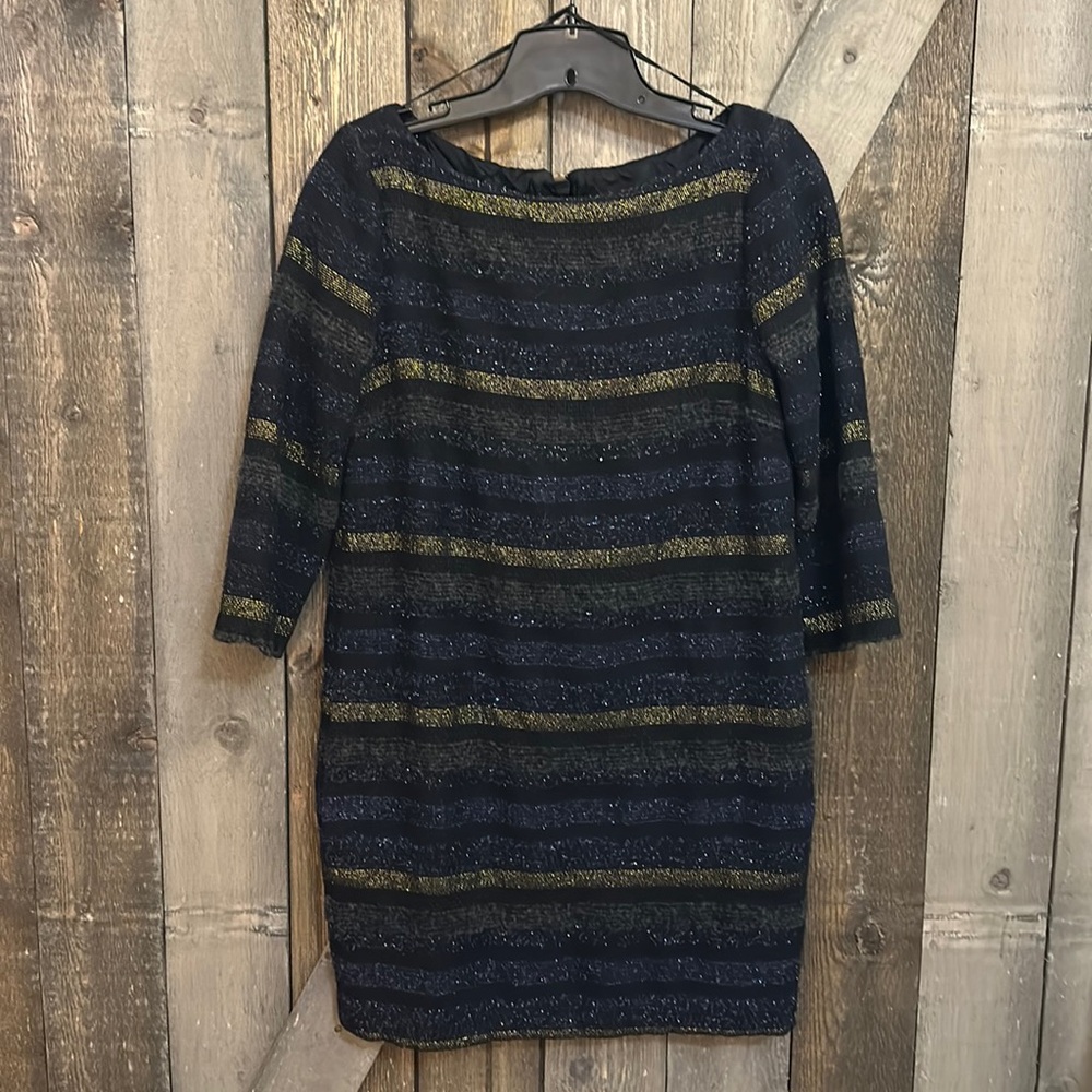 Zara Basic Metallic Quarter Sleeve Mini Dress